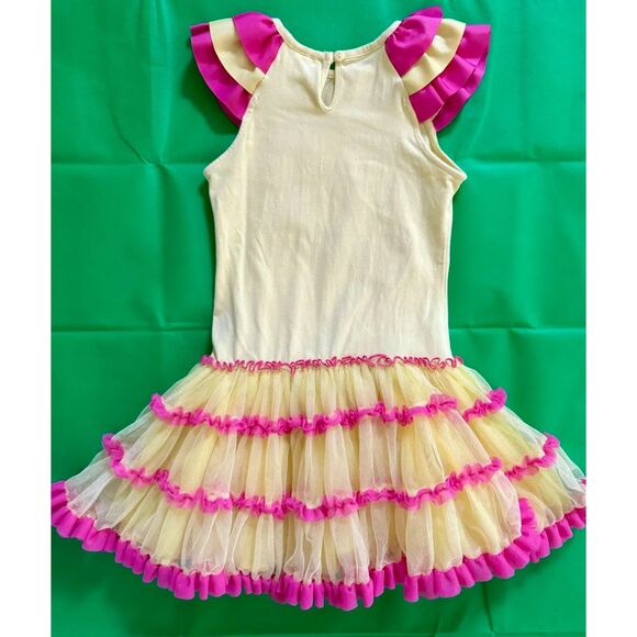 Emily Rose Girls Yellow & Pink Dress. Giraffe Size 7, Tulle Sleeveless - Picture 2 of 4